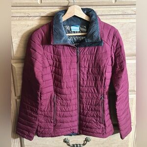 Columbia Women's Powder Lite II Full Zip Maroon Puffer Jacket | Size Small